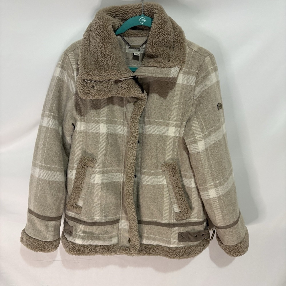 Koolaburra By UGG Sherpa Lined Plaid Jacket Beige Women's Size Small